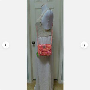 VERA BRADLEY Summer Sparkle Crossbody Pixie Blooms Pink/Melon Small